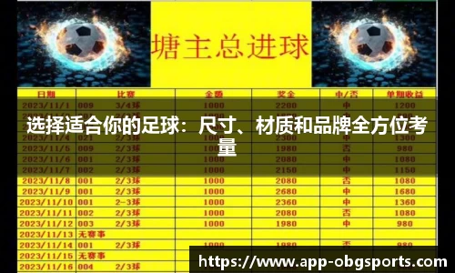 选择适合你的足球：尺寸、材质和品牌全方位考量